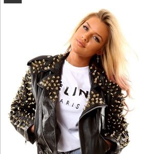 Coal n terry leather jacket